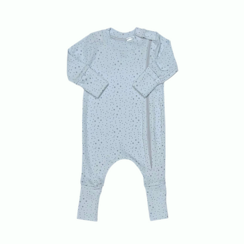 Side zip all in one sleep suit, misty blue southern sky print